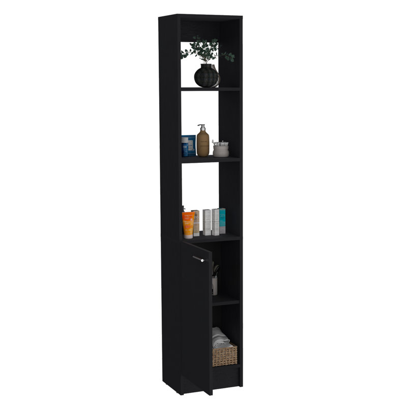 Armoire à linge autoportante haute de 70 po Patriece, Noir mat