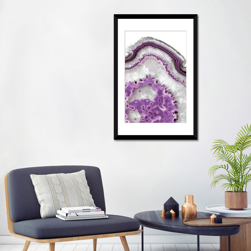 « ultraviolette agate », impression sur toile, Papier d'art encadré noir, Blanc, H 32 po x l 24 po x P 1 po