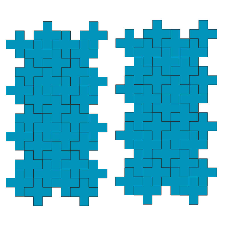 Décalcomanie murale à motifs croisés suisses, H 6 po x l 6 po x P 0,01 po, Bleu sarcelle