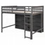 Lit mezzanine double avec 8 tablettes de rangement Échelle intégrée, aucun sommier requis, gris antique-279341465-279341447