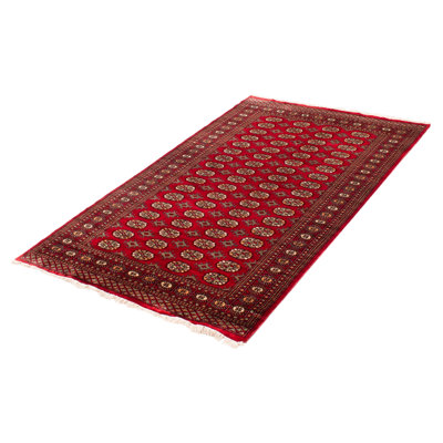 Tapis unique en laine noué à la main rouge foncé / brun foncé nouvel âge 5 pi 1 po x 8 pi 3 po Fernwood