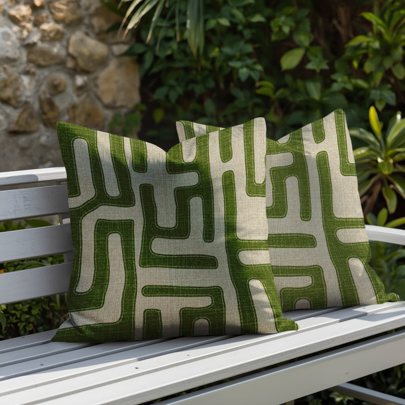 Coussin intérieur / extérieur Tiwa, Vert, 20 x 20