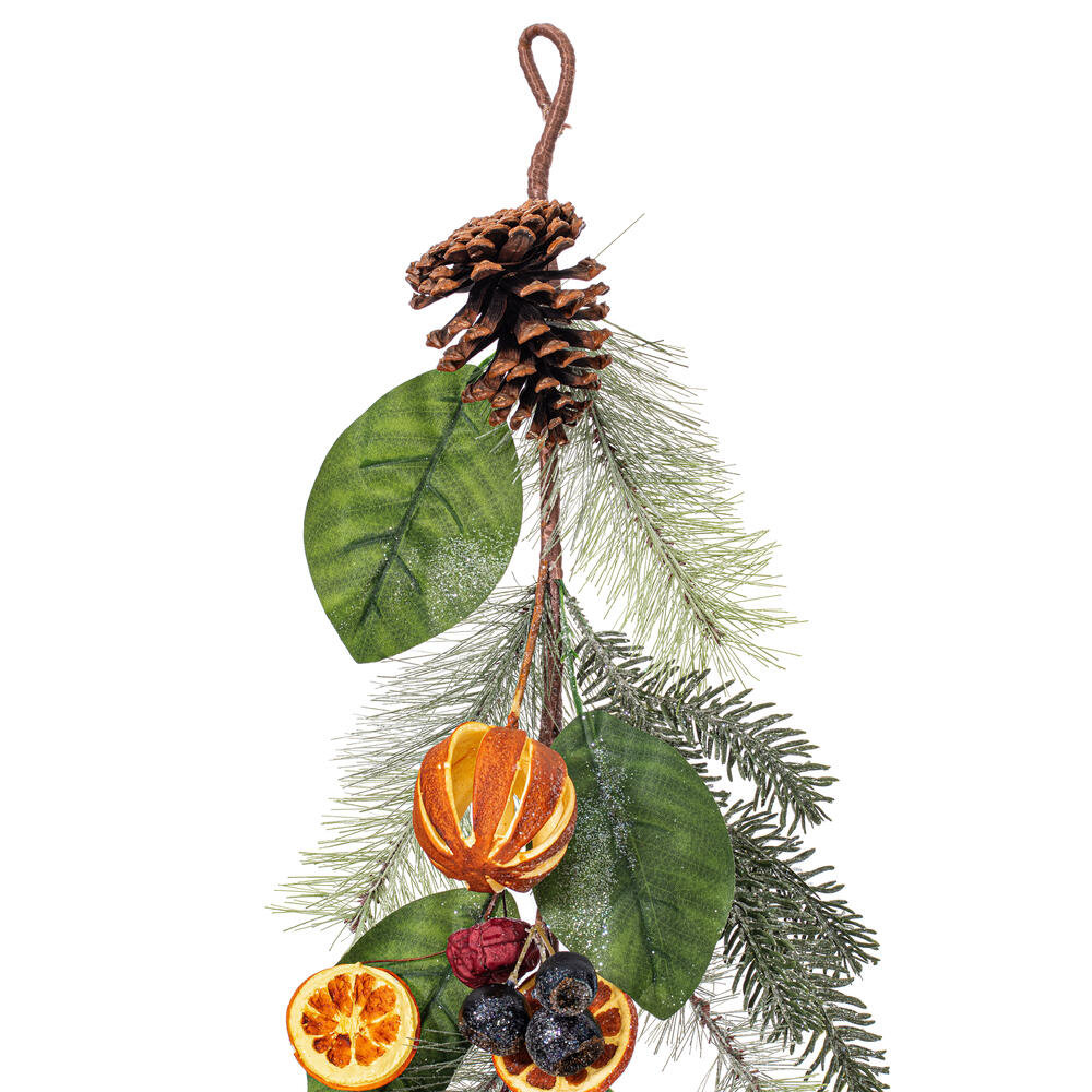 Primrue 6' Green Mixed Pine Foliage Orange/Berry Garland.