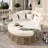 Outdoor Patio Rattan Round Daybed With Retractable Canopy