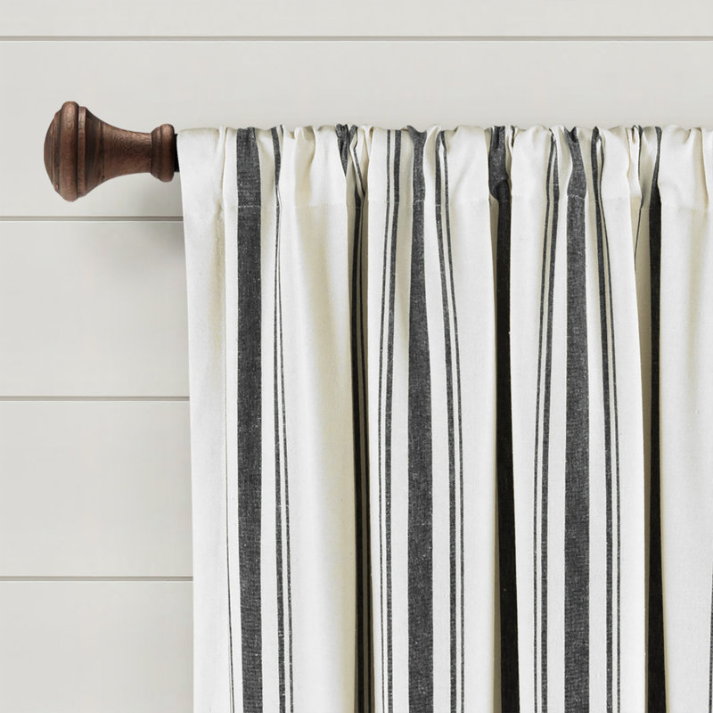 Cotton Blend Semi Sheer Curtain Pair, 42" W x 84" L, Navy