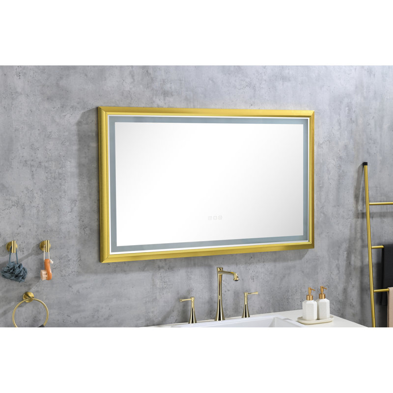 Grand miroir de salle de bain rectangulaire avec brouillard et DEL à intensité variable 42 po x 24 po L 24 po Éclairage pour meuble-lavabo