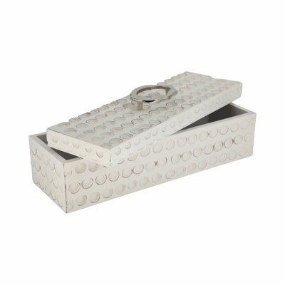  Sculptural Decorative Box for Home Decor - Decorative Storage Box with Lid and Gold Accent Handle - Jewelry Organizer or Memory Box for Vanity, Shelf, or Entryway Display - 7"