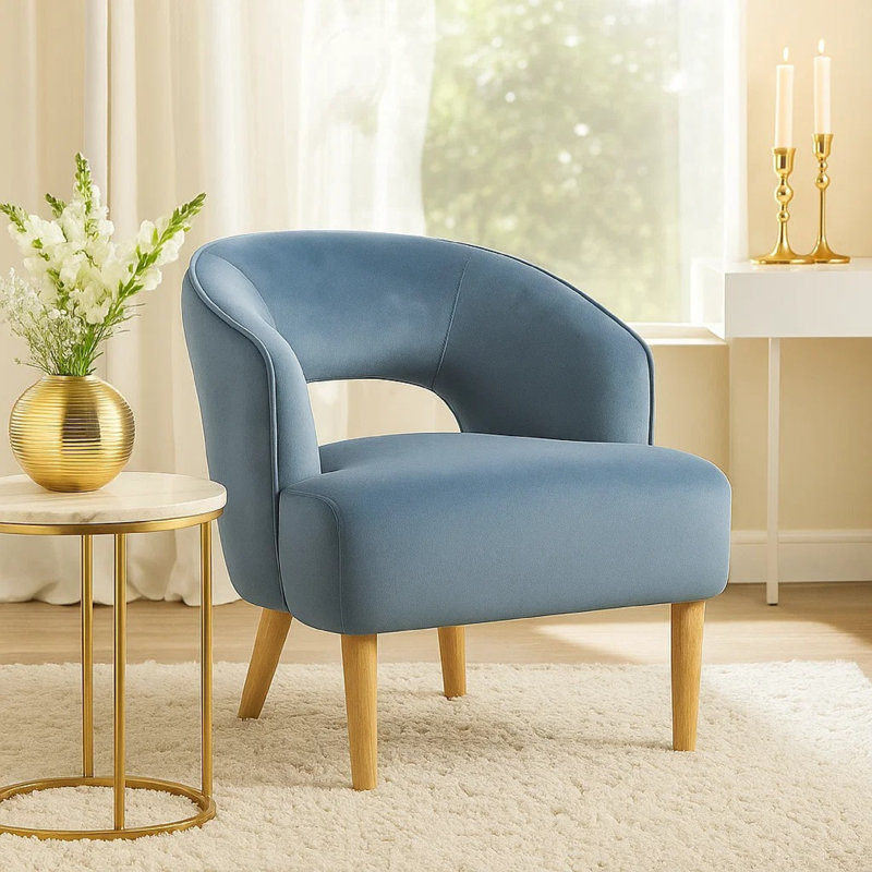 Chaise d'appoint Helena, Velours bleu
