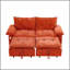 Canapé-lit convertible 73 po en velours orange avec matelas coulissant