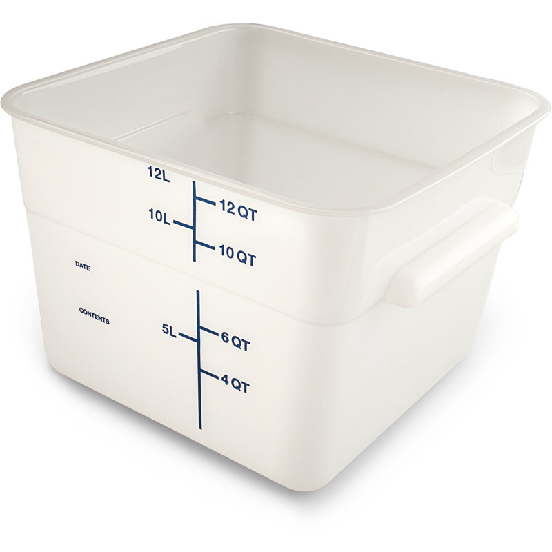 Carlisle Food Service Products 3 Gallons Square Polyethylene Food Storage Container, White