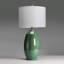 26,5 po Lampe de table en céramique verte à 3 voies avec abat-jour tambour blanc