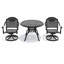 Ensemble de salle à manger 3 pièces en aluminium coulé avec cadre noir, comprenant 2 chaises pivotantes et une table ronde de 39,37 po-499875750