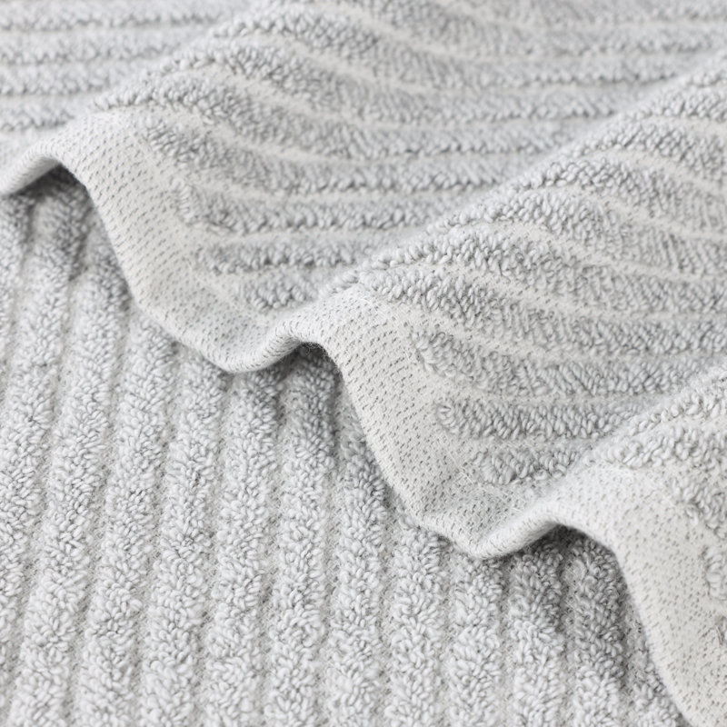 Amelia Viscose Cotton Blend Medium Weight Textured Diagonal Ribbed Face Towels Washcloths, Platinum