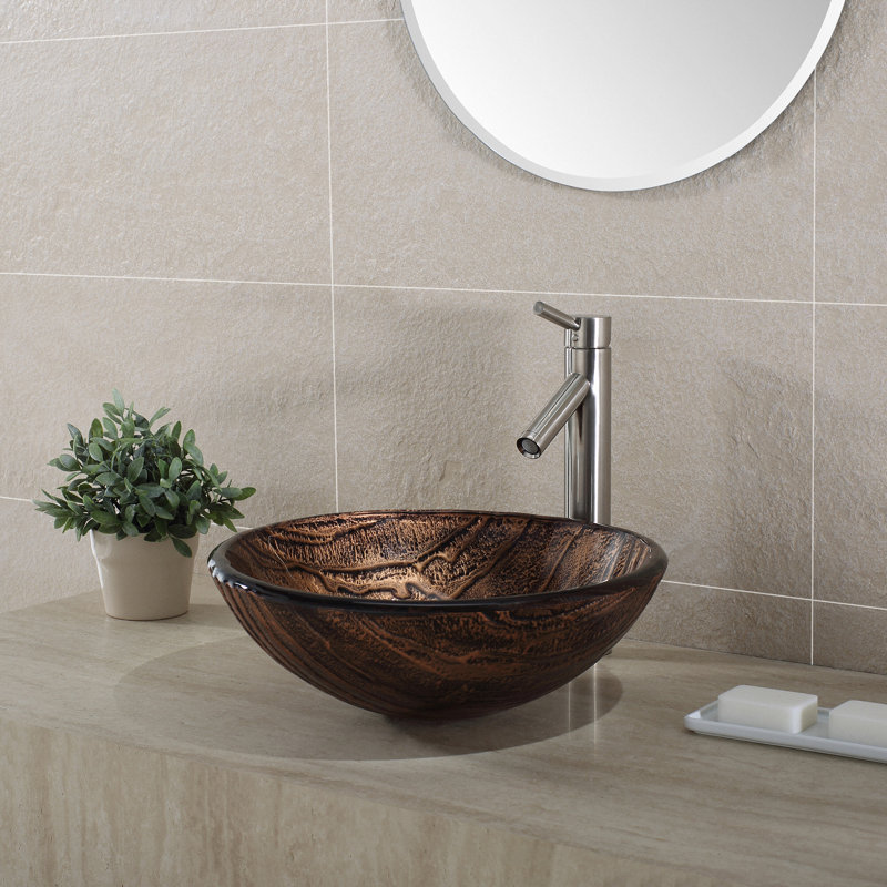 Gaia Copper-Brown Glass Circular Vessel Sink