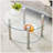 Contemporary Minimalist Double Layer Tempered Glass Coffee Table - 27.5" Top And 23.6" Bottom.Reinforced Glass Tabletop,Stainless Steel Plated Legs.-121925042