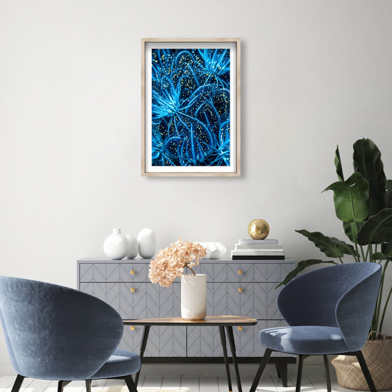 Neon garden Shadowbox Abstract Print by Oliver Gal, Black Frame, 10 x 15, 31.5"H x 21.5"W, Natural Oak Shadowbox