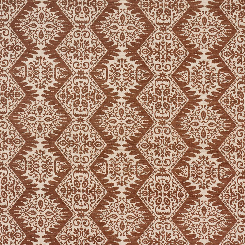 Tissu de soie imprimé à la main Berkeley, Brun