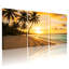 Palmiers, coucher de soleil tropical, plage, palmiers, océan, ciel, ensemble de 3 impressions sur toile-1840801256