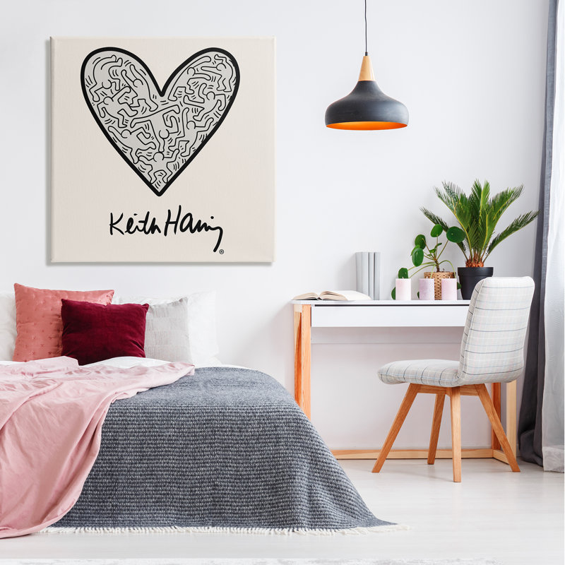 «Keith Haring People Inside Heart» par Ros Ruseva - impression, Plaque murale, L 36 po x L 36 po