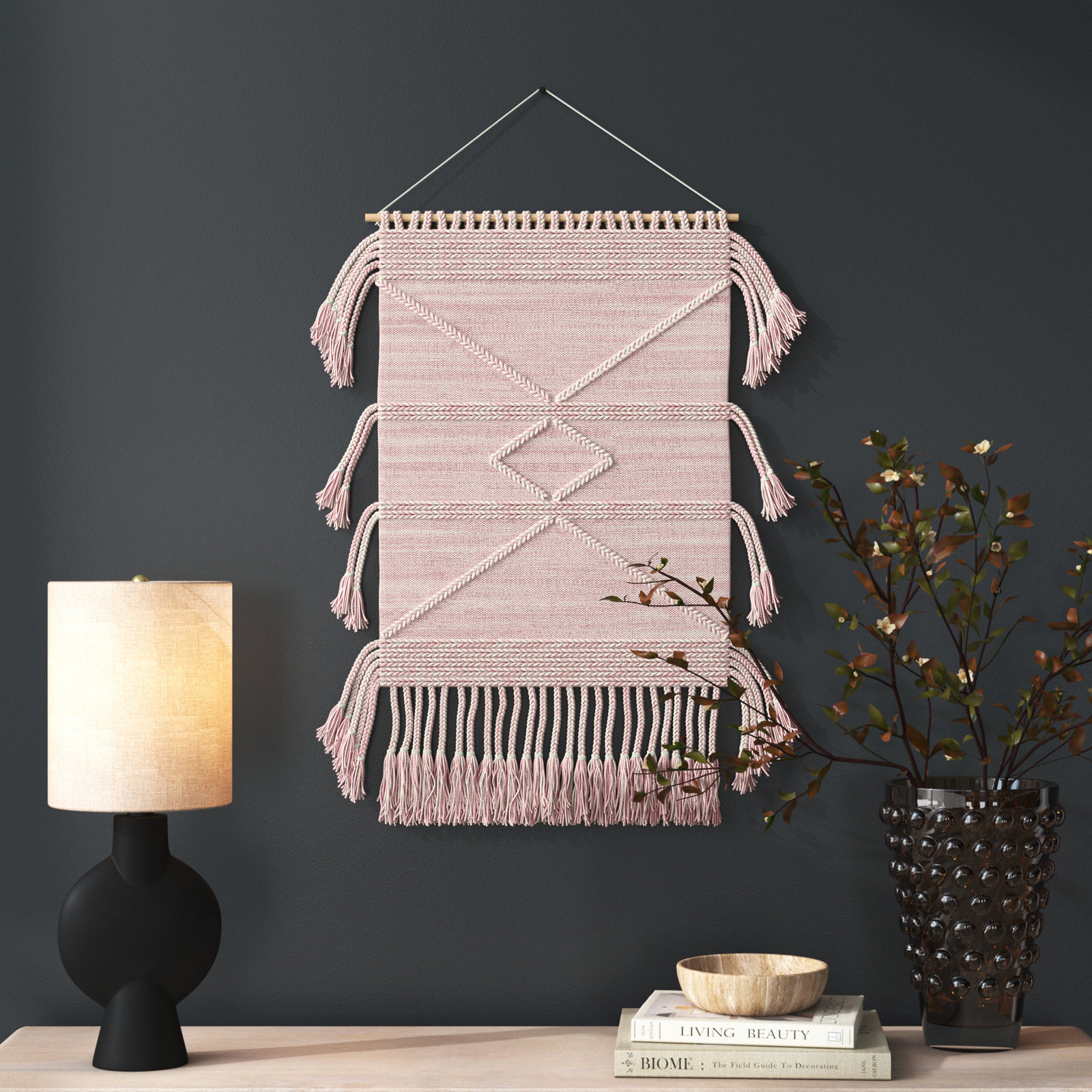 Cotton Tassels Wall Hanging with Rod