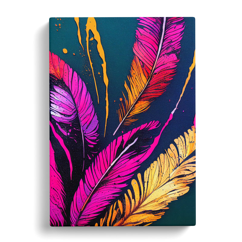 Painted Feathers No.2 - Wrapped Canvas, 50cm H x 35cm W x 3cm D