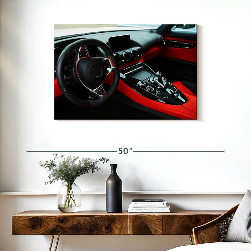 Mehar Black And Red Car Interior, 24" H x 36" W