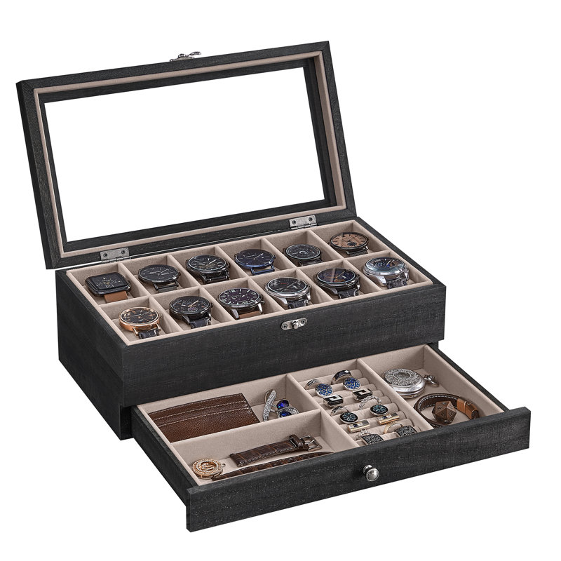 Sumbul Steel Watch Box +, Black/Beige