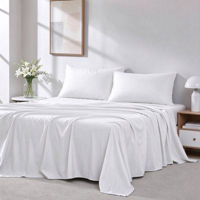 Ensemble de draps en microfibre grand format 1800, draps de luxe 4 pièces, literie à poche profonde respirante et hypoallergénique, drap-housse pour matelas jusqu'à 16 pouces