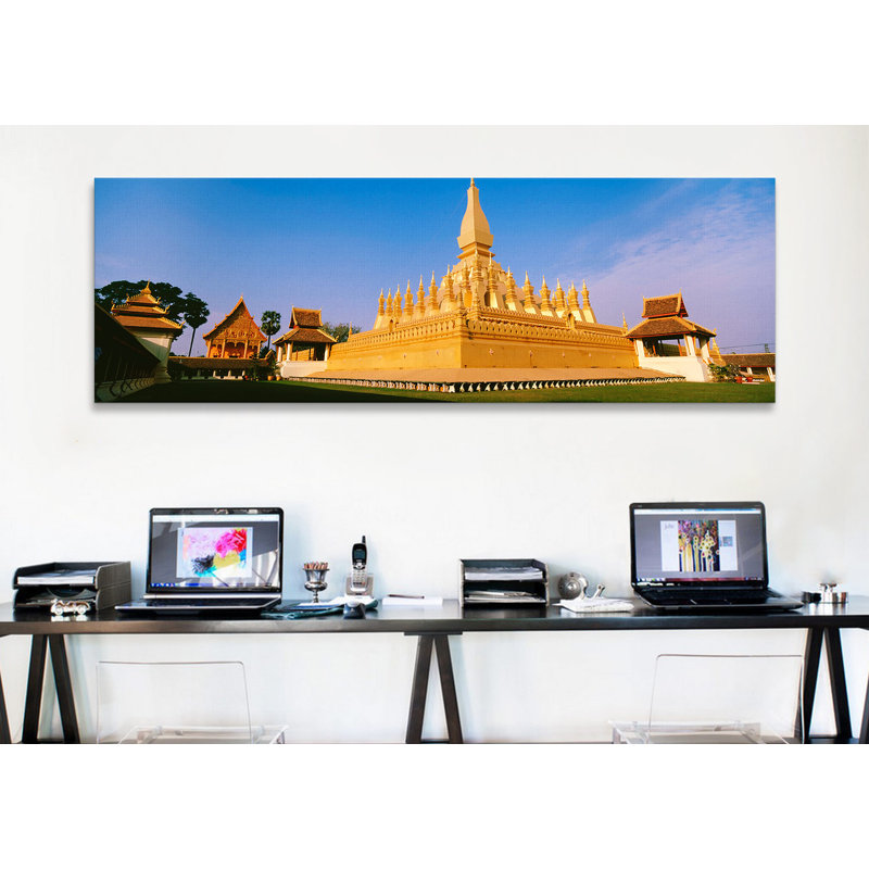 « pha qui luang temple, vientiane, laos », reproduction de photo sur toile, H 12 po x l 36 po x P 1,5 po