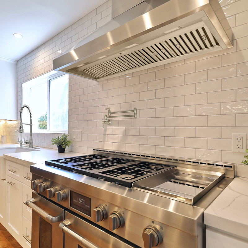 54" 1200 CFM Insert Range Hood Stainless Steel LED Light Baffle Filter Included