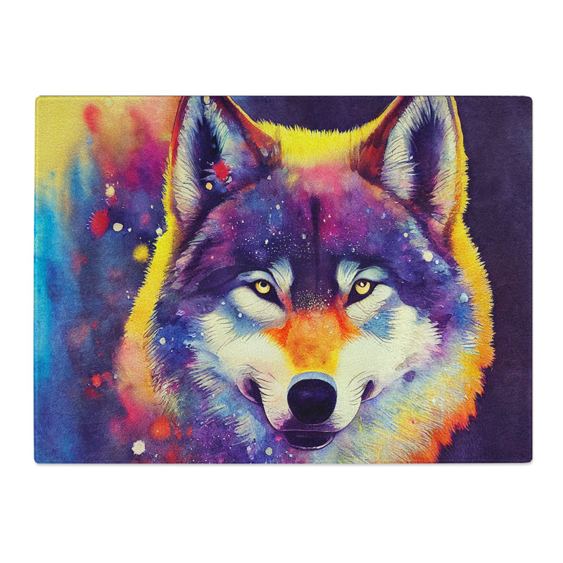 Watercolour Wolf Vol.4 Abstract  Glass Chopping Board
