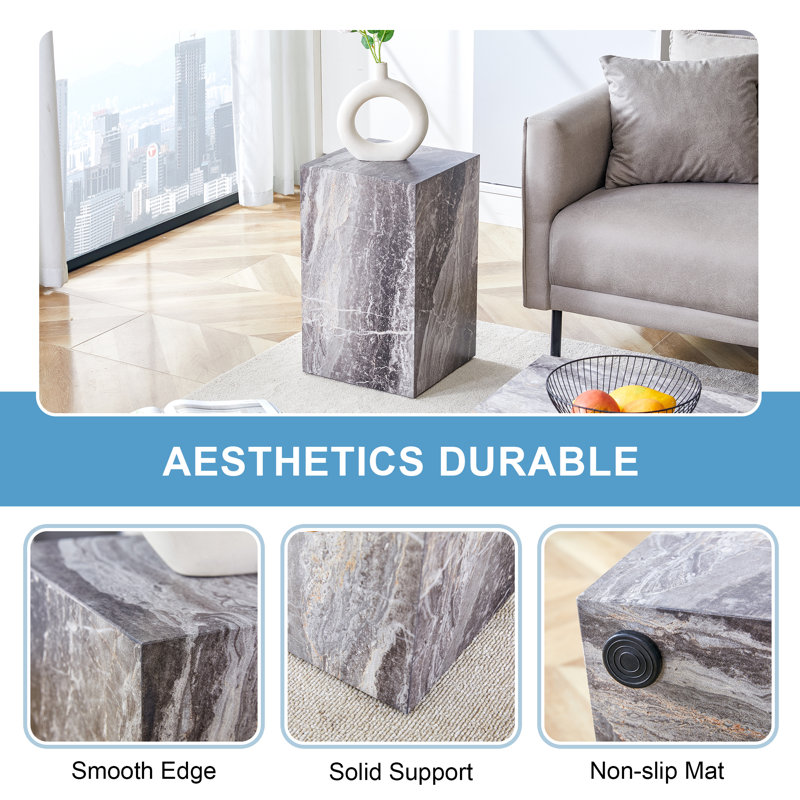 Upgrade Your Living Space With This Modern Mdf Coffee Table: Showcasing Stylish Gray Textured Patterns And Design