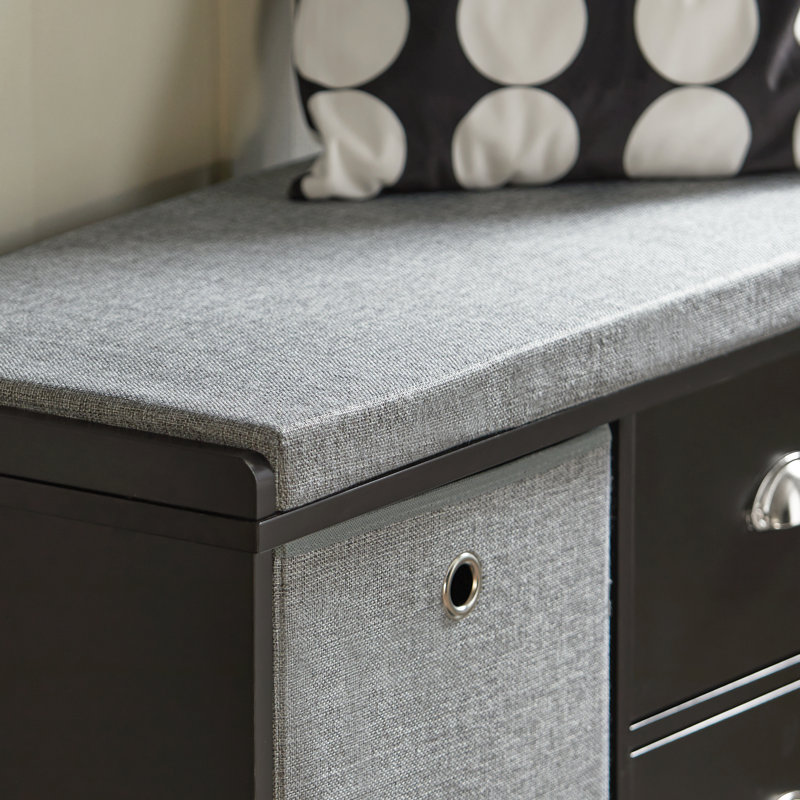 Raine Upholstered Storage Bench, Black