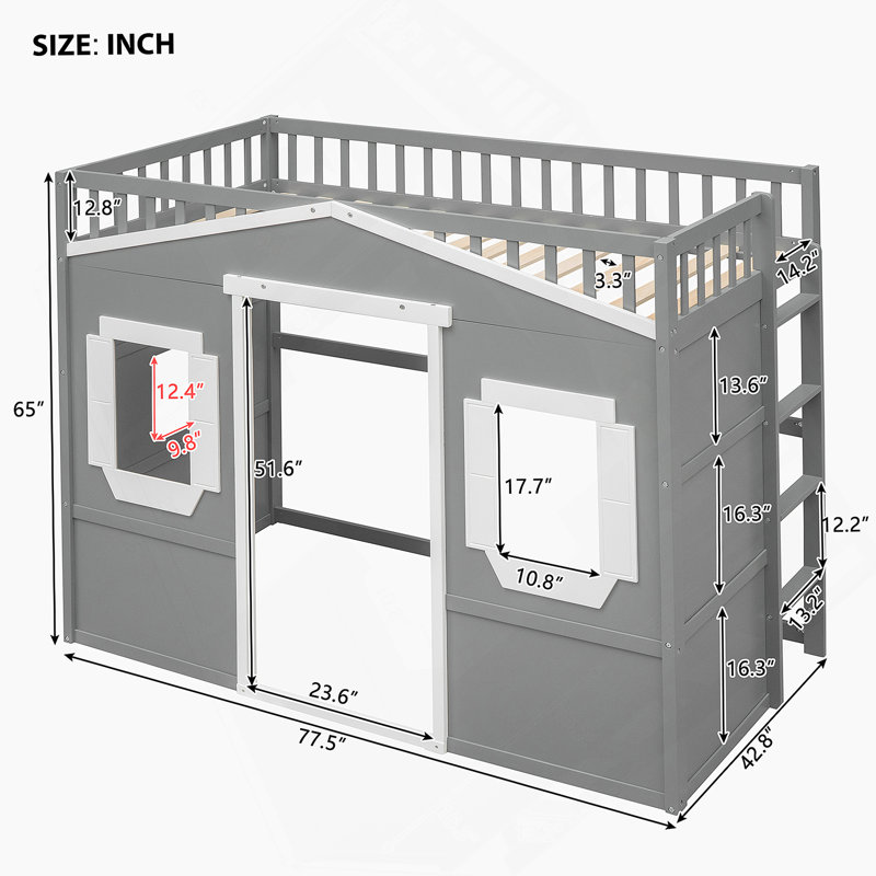 Lit mezzanine House avec échelle, Gris