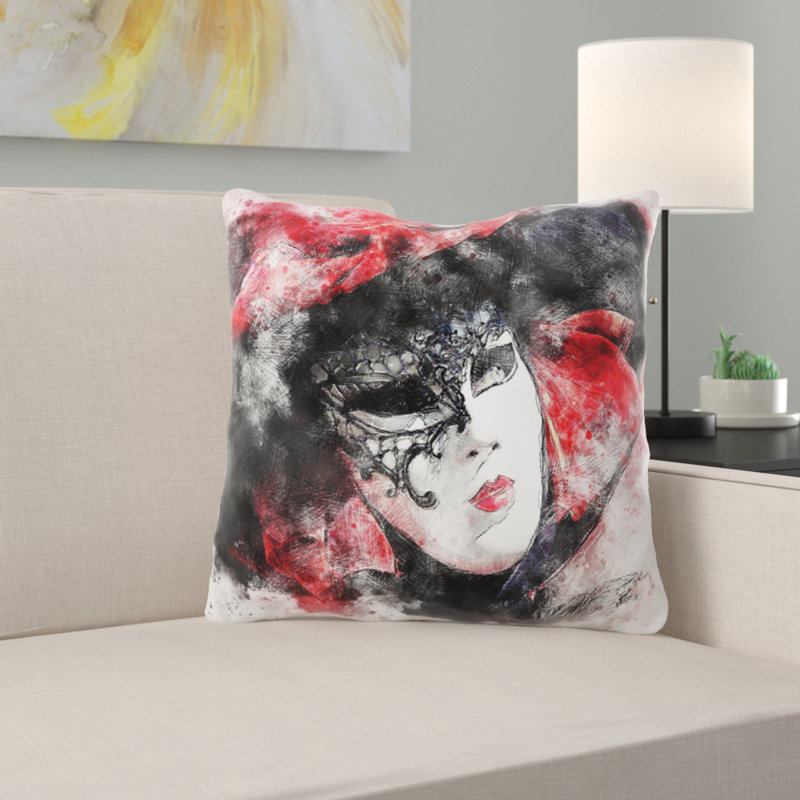 Coussin décoratif mask, Microsuède, Intérieur