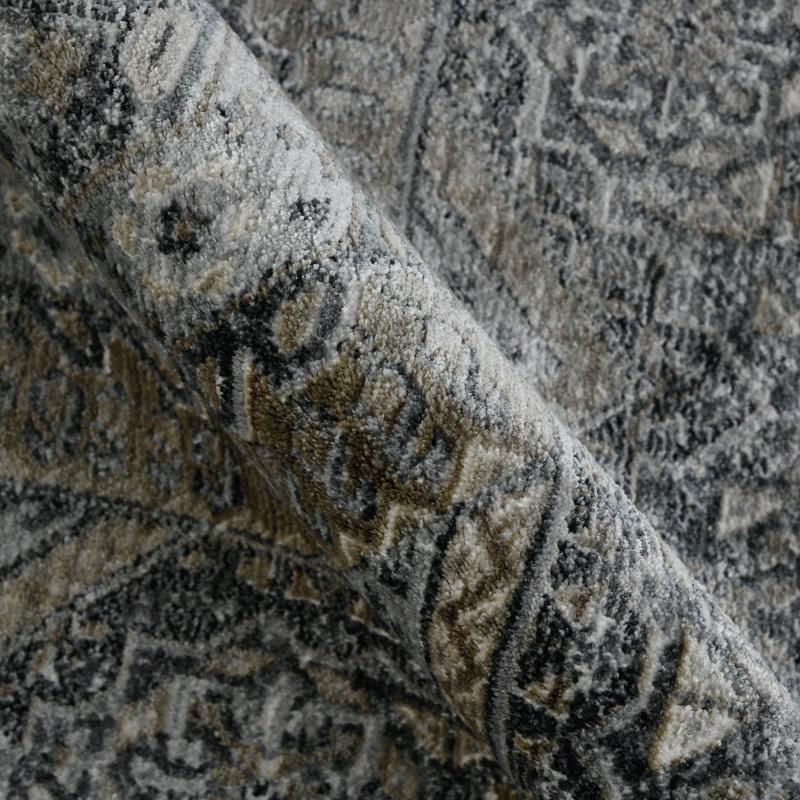 Tapis oriental bleu / brun / gris Caulkins, Rectangle 5 pi 3 po x 7 pi 10 po