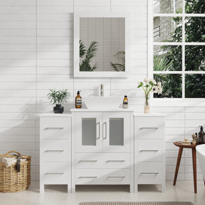 Ensemble de meuble-lavabo simple avec miroir l 48 po x P 18,5 po x H 31,1 po 