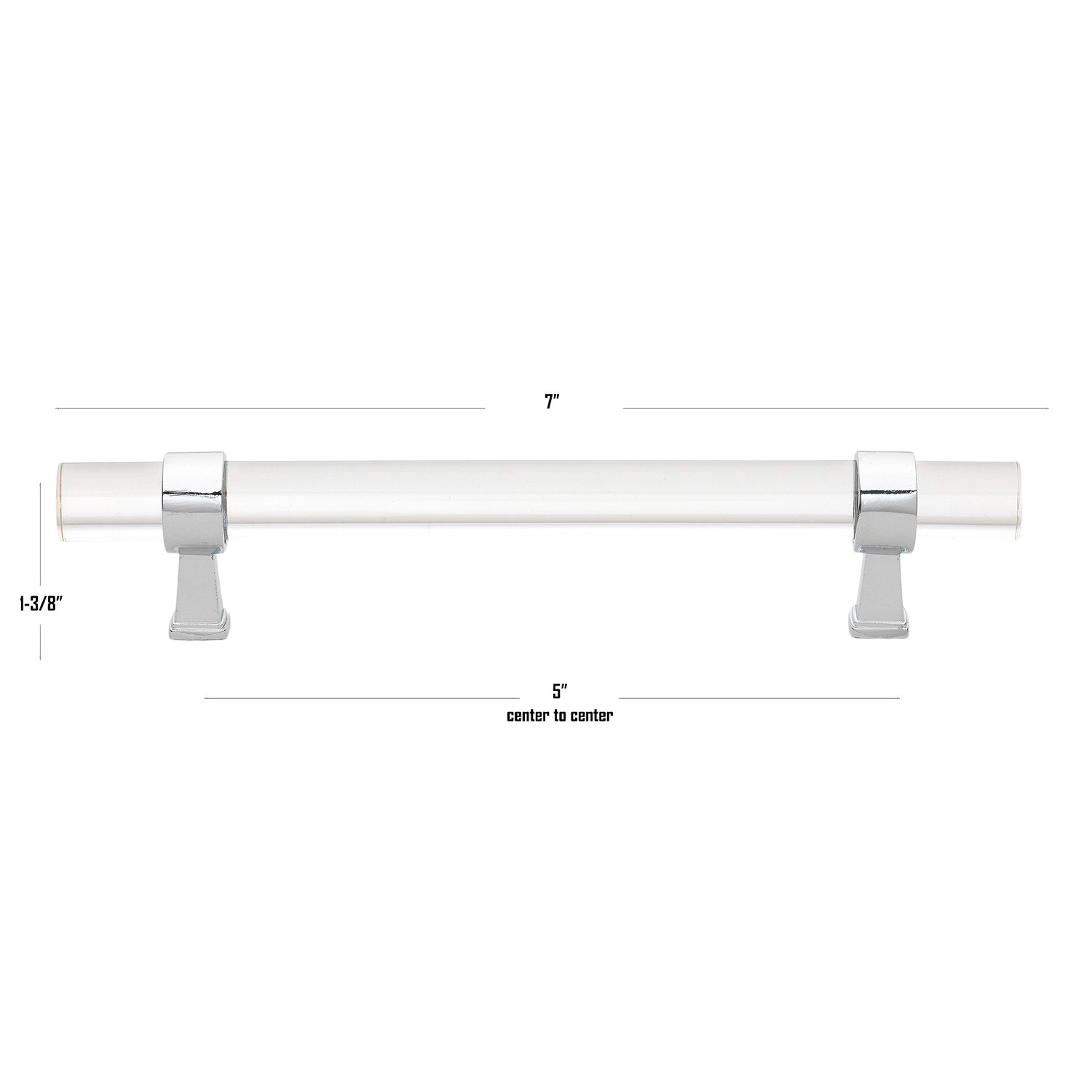 Center to Center Acrylic Bar Pull, Polished Chrome, 5.0625"
