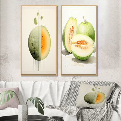 Ensemble de salon minimaliste mural 2 pièces Melon Minimalist Cantelope Essence I