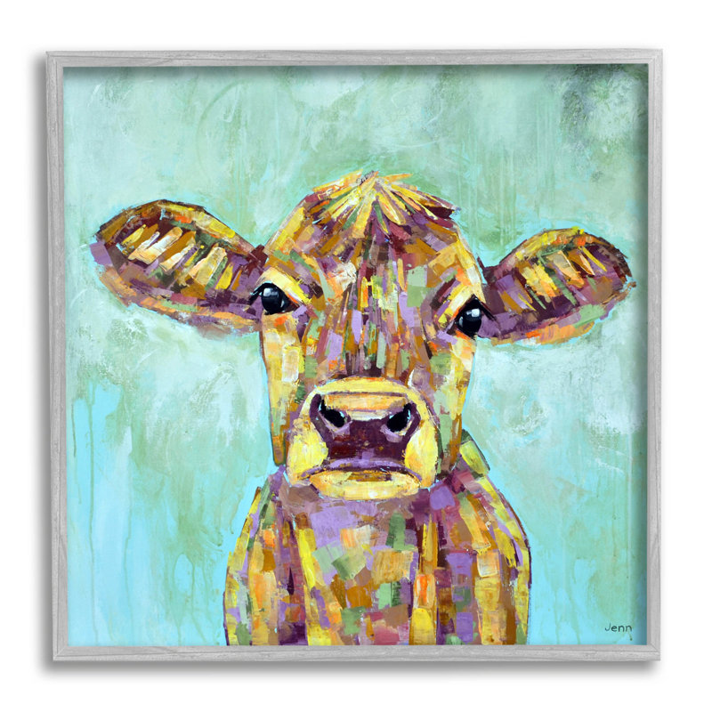 Art moderne de giclée de ferme de vache moderne par Jen Seeley, H 12 po x l 12 po x P 1,5 po, Estampe numérique Farmhouse