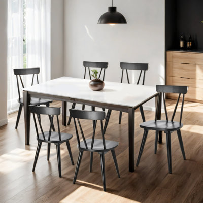 Brendi 17" Wide Scandinavian Mid-Century Modern Minimalist Solid Wood Spindle Back Dining Chairs
