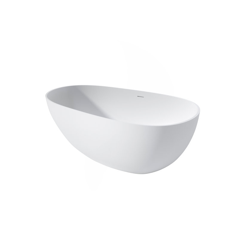 59" Premium Solid Surface Deep Soaking Bathtub, Matte White