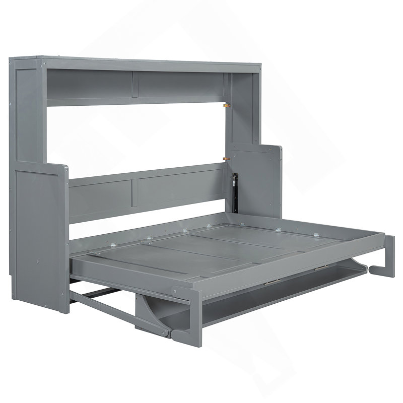 Lit escamotable avec élévateur hydraulique et bureau, Lit double