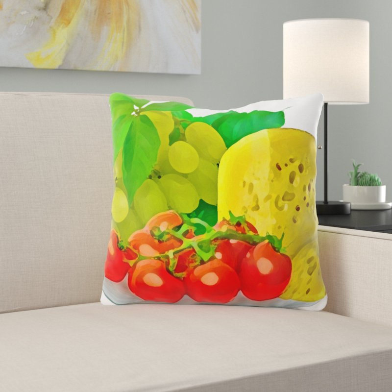 Wilborn Fruit Throw Pillow, Microsuede, Indoor