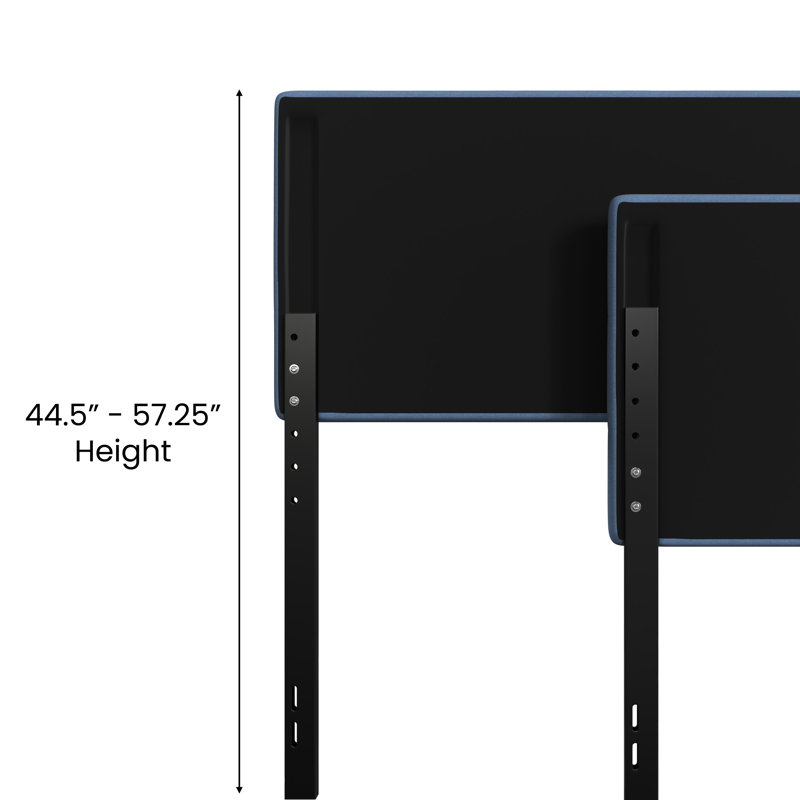 Channel Stitched Upholstered Headboard, Adjustable Height from 44.5" to 57.25", Blue, King