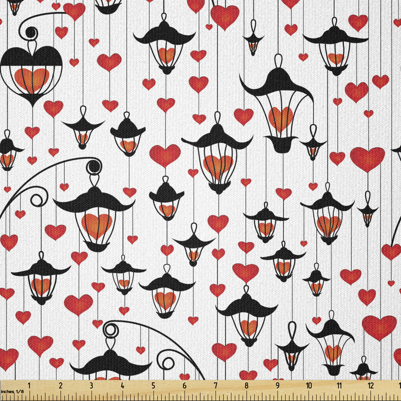 Crystian Lanterns and Heart for Valentine's Day Multi-Purpose Fabric