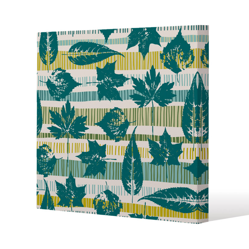 autumn seamless pattern with leaves on geometric background Slim Style Canvas Print, 15mm Slim Real wood., 50 cm H x 50 cm W