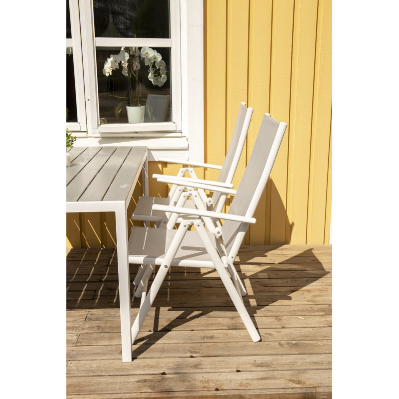 Hiran Stacking Patio Dining Armchair with Cushion, White