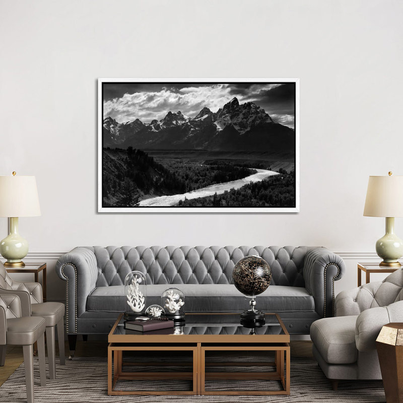 Ansel Adams - Print on Canvas, 152.5 cm H x 101.5 cm W, White Framed