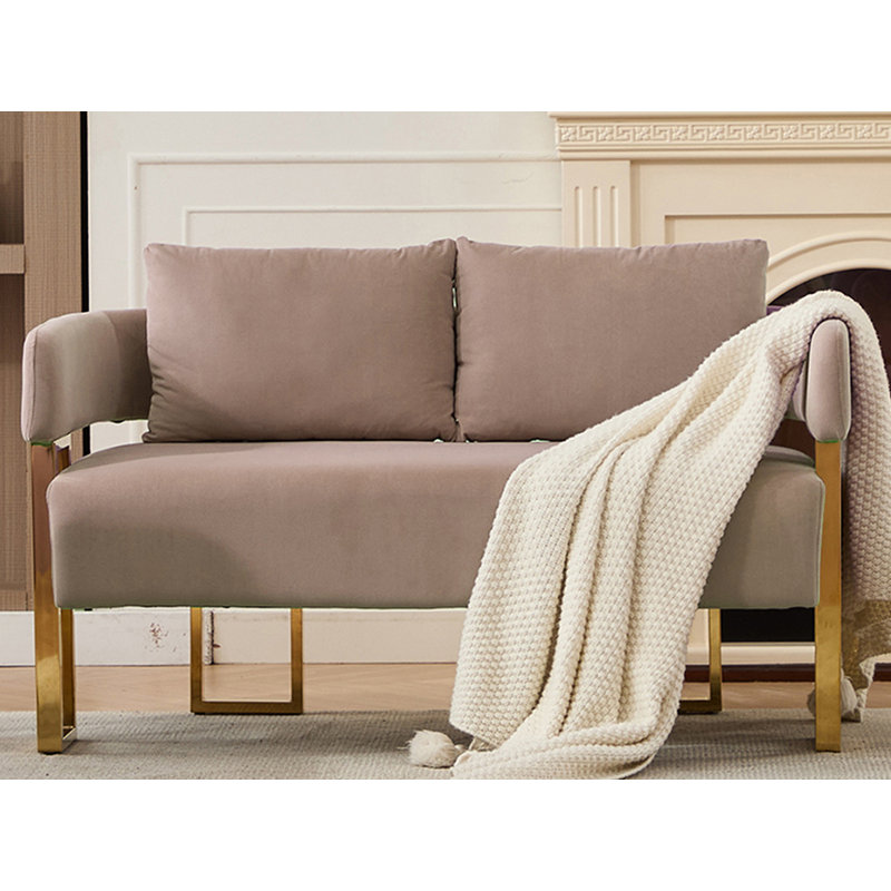 51" Wide Teddy Fleece Loveseat For Small Apartment, Khaki